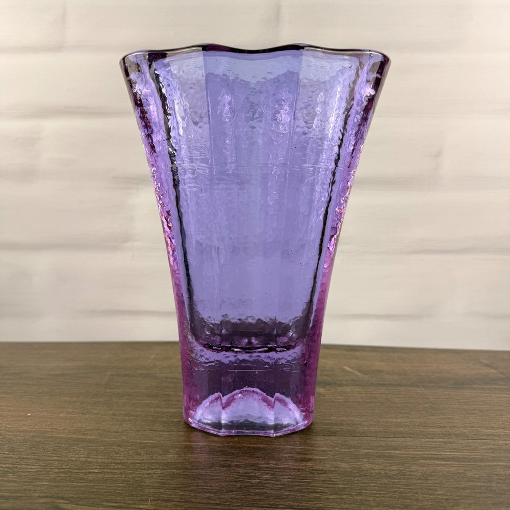 Fire & Light Aurora Vase Lavender Purple Recycled Art Glass Signed California